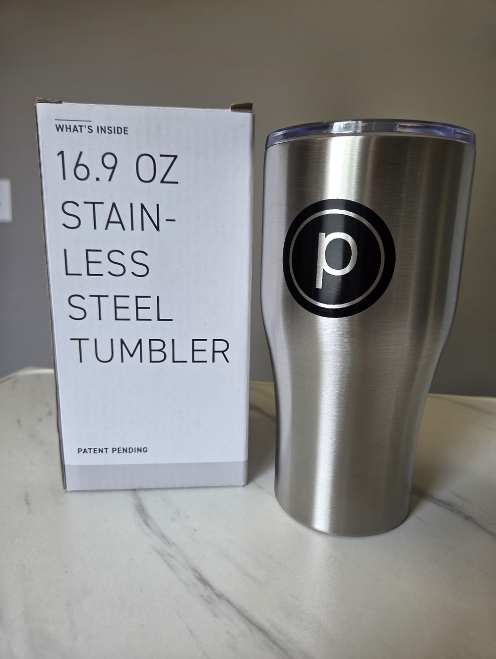 Pure Barre Stainless Steel Tumbler - Silver with Black Logo